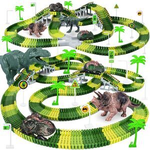 Dinosaur Toys, Create A Dinosaur World Road Race Track, Flexible Track Playset